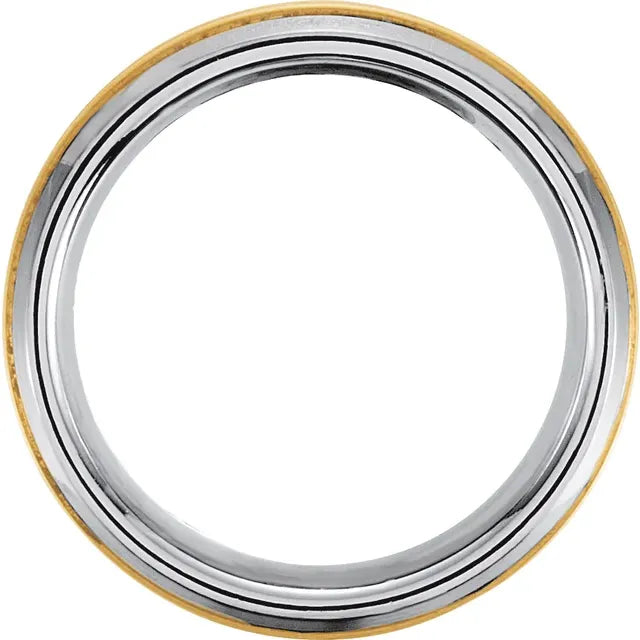 Tungsten & 10K Yellow Inlay 8mm Satin Finish Band