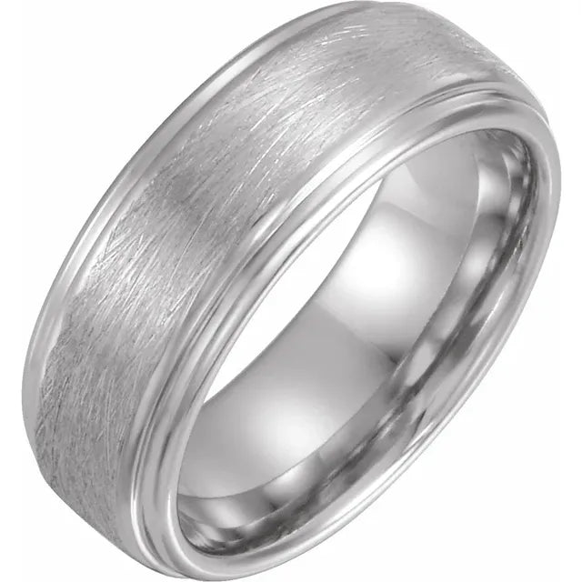 Cobalt 8mm Flat Edge Band with Brush Finish