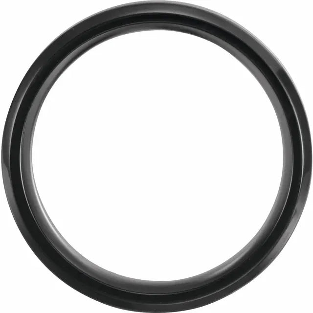 Black Titanium 8mm Beveled-Edge Band with Wood Inlay