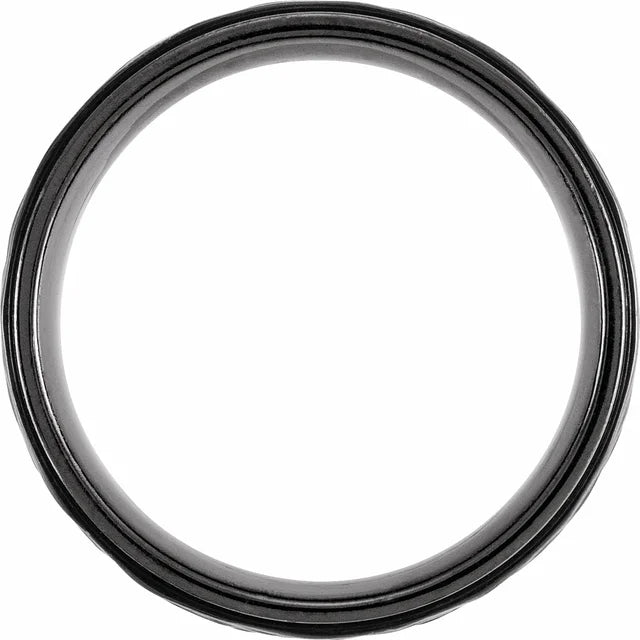 Black Titanium 8mm Grooved Flat Edge Band