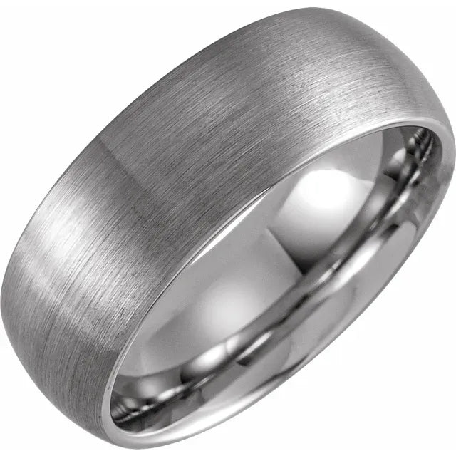 Tungsten 8mm Domed Band with Satin Finish