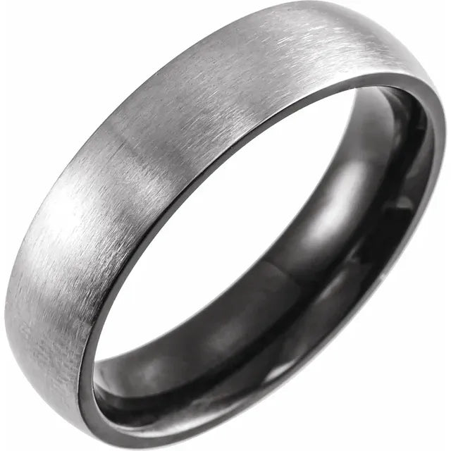 Black PVD Titanium 6mm Half-Round Band with Satin Finish