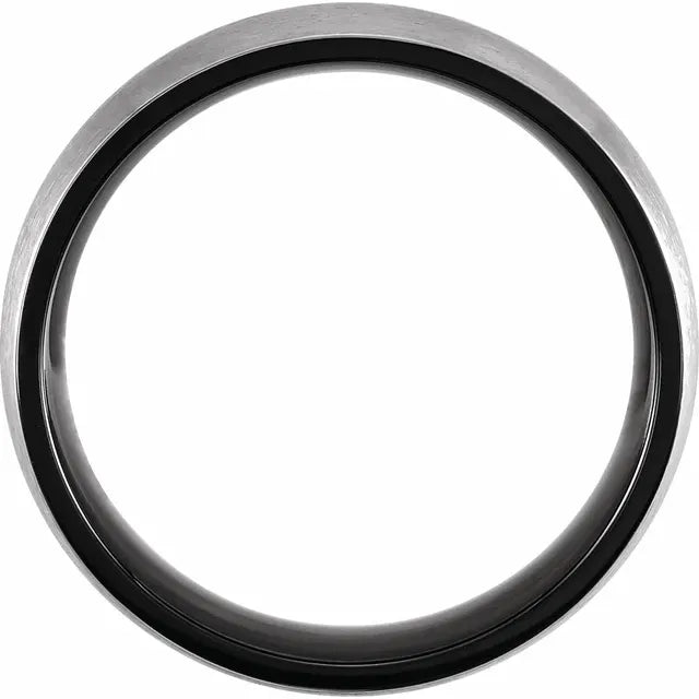 Black PVD Titanium 6mm Half-Round Band with Satin Finish