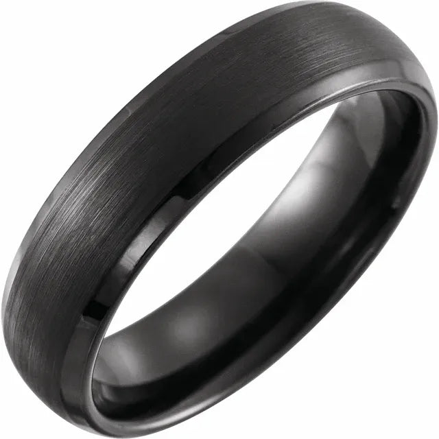 Black PVD Tungsten 6mm Beveled-Edge Band