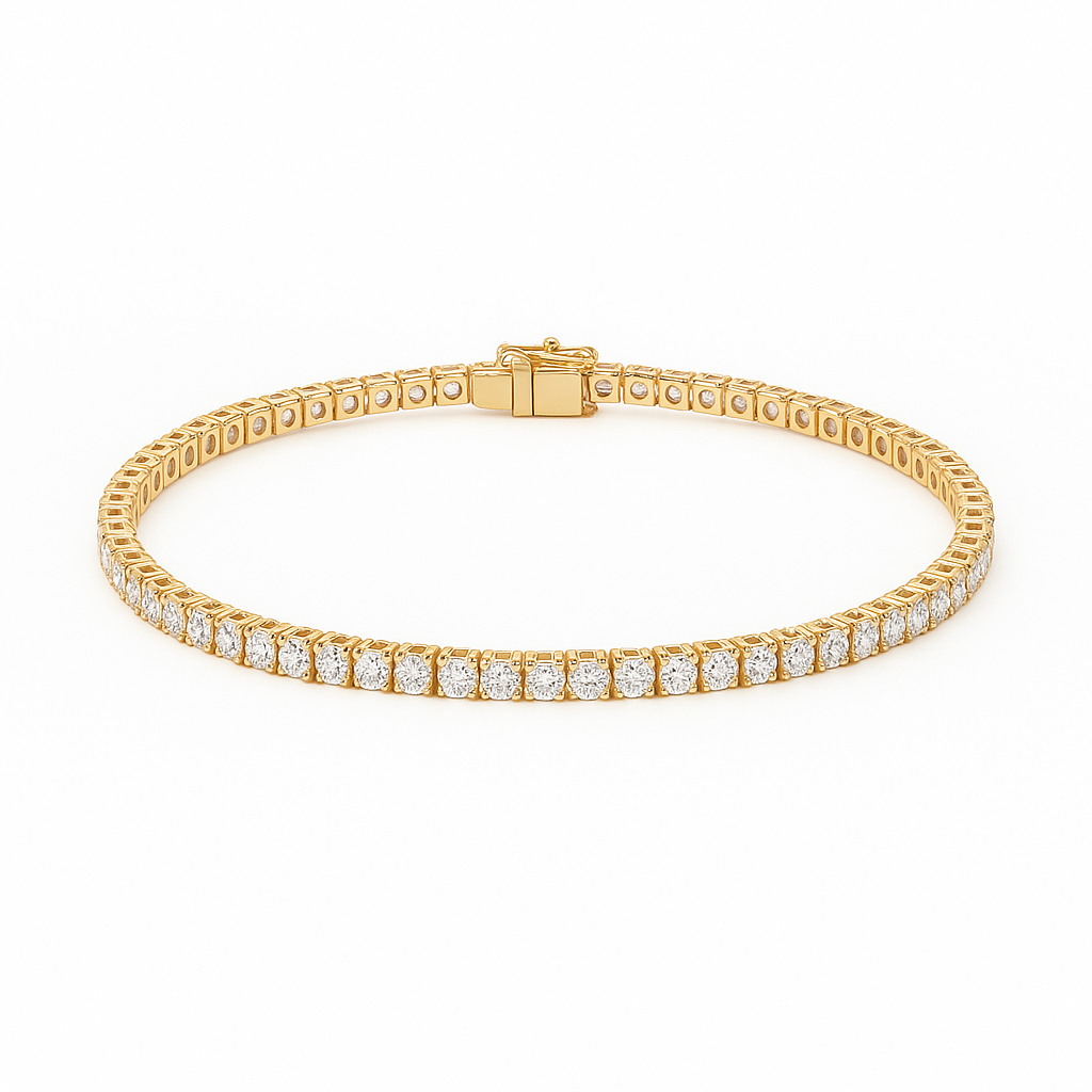 14KT YG Round 2.58ct Lab Grown Diamond Tennis Bracelet (E-F VS)