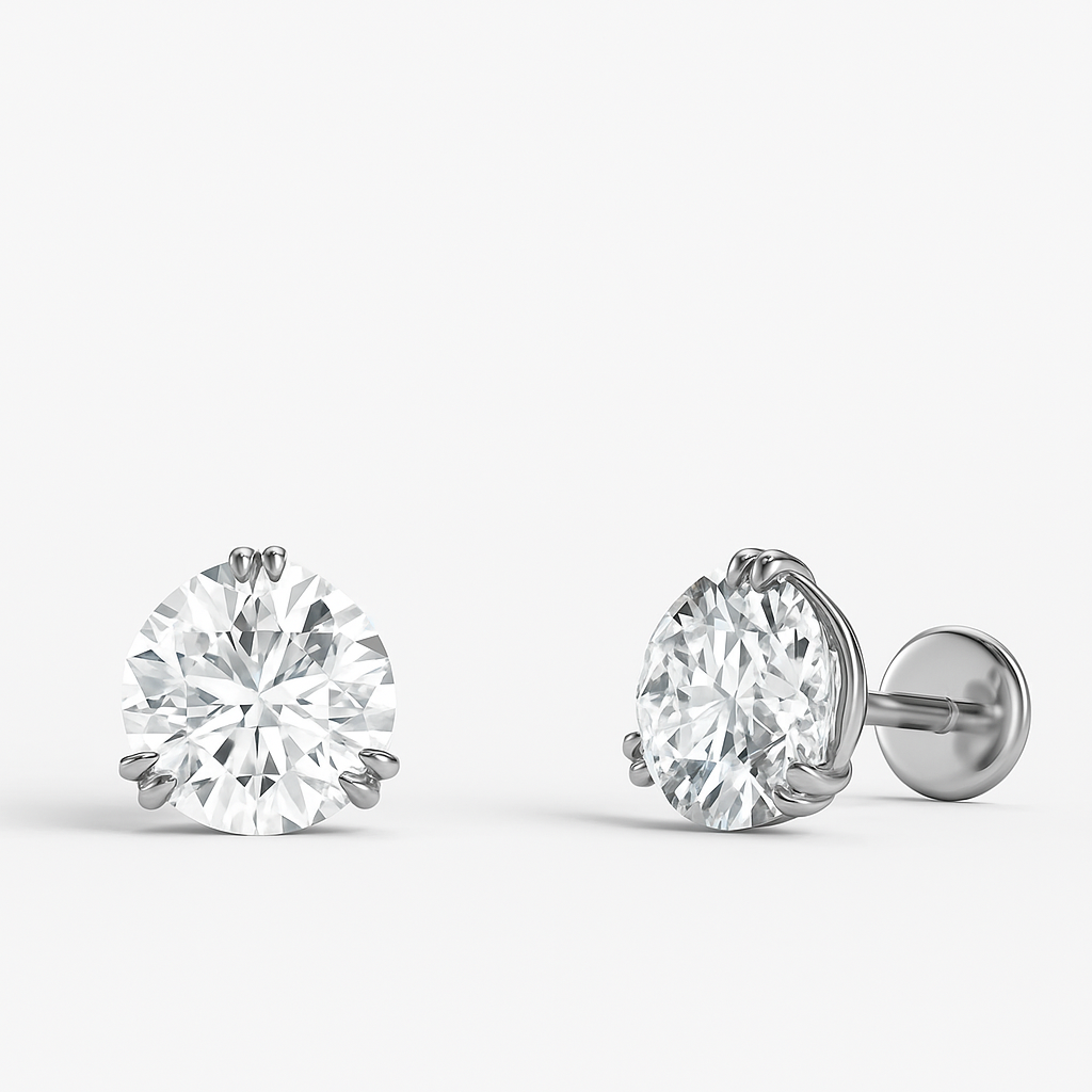 14KT WG 1.10ct 3 Double Prong Round Lab Grown Diamond (E-F, VS)