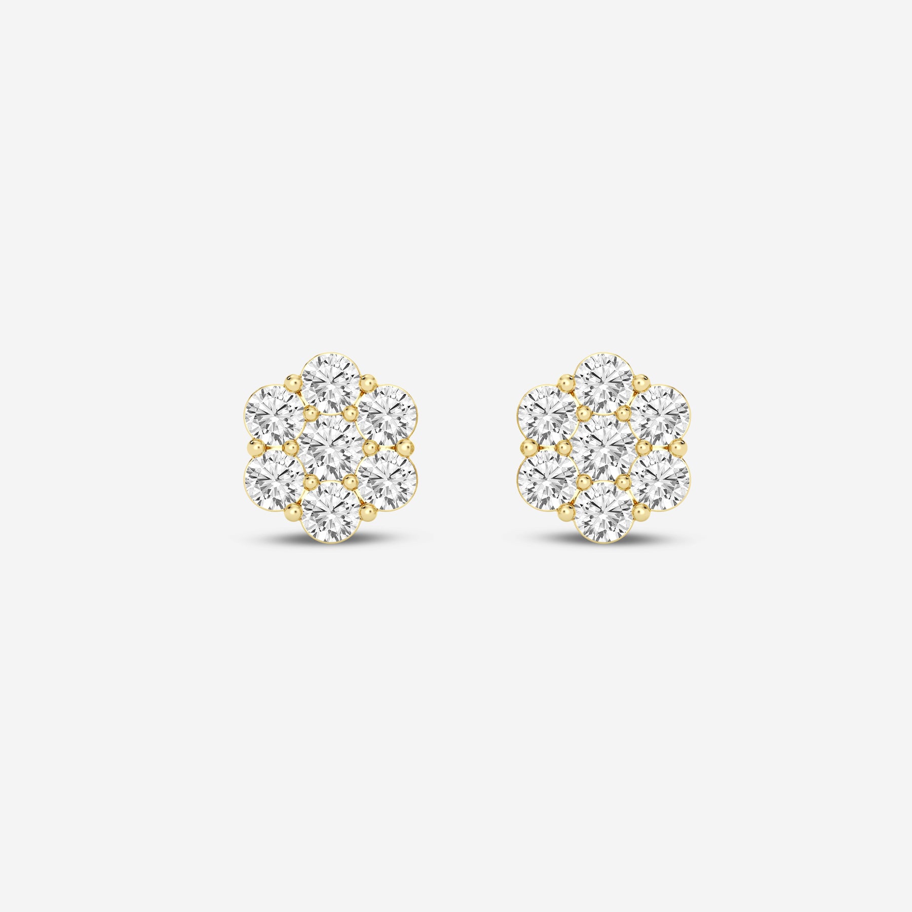Round Flower Shape 1.00CT Lab Diamond Stud Earrings