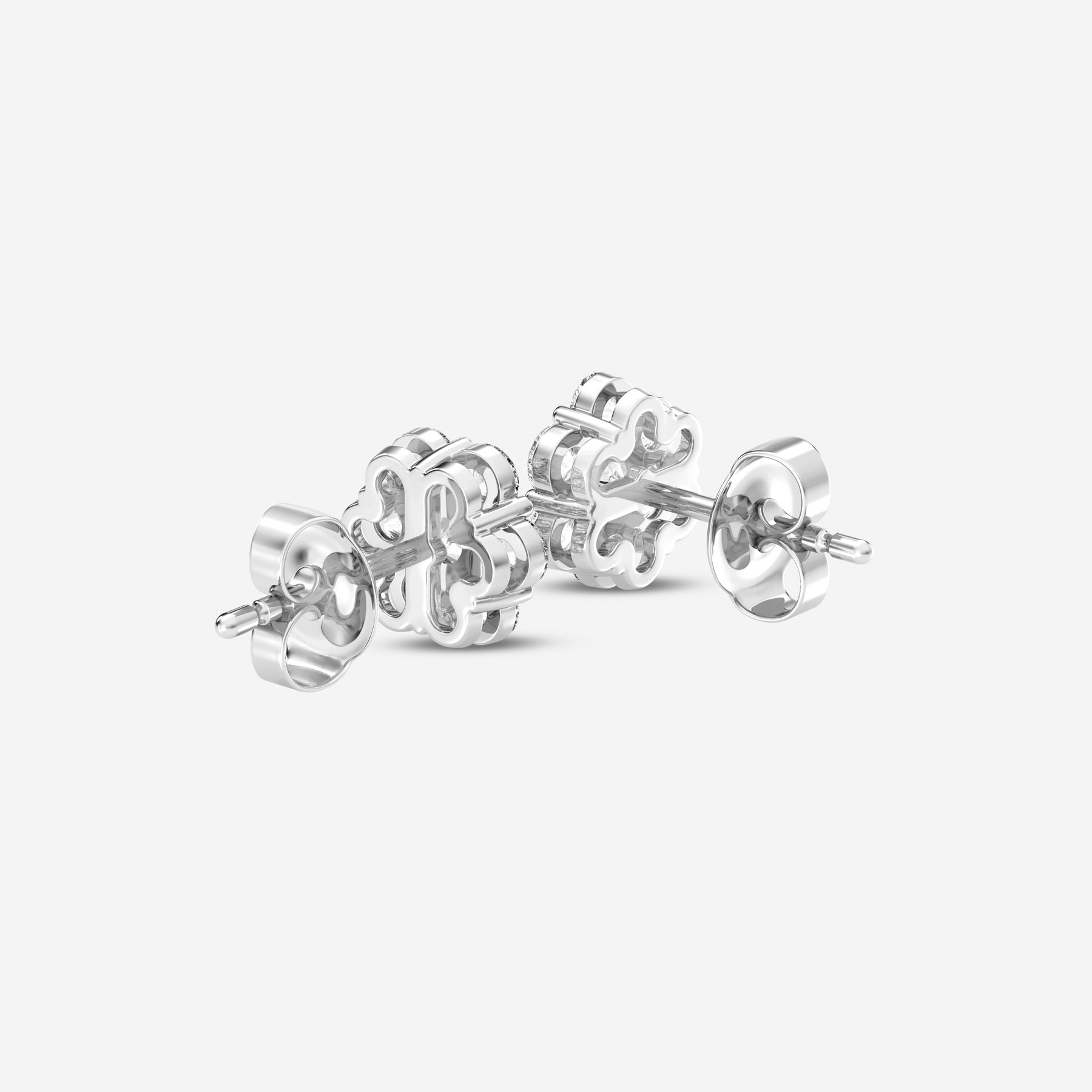 Round Flower Shape 1.00CT Lab Diamond Stud Earrings