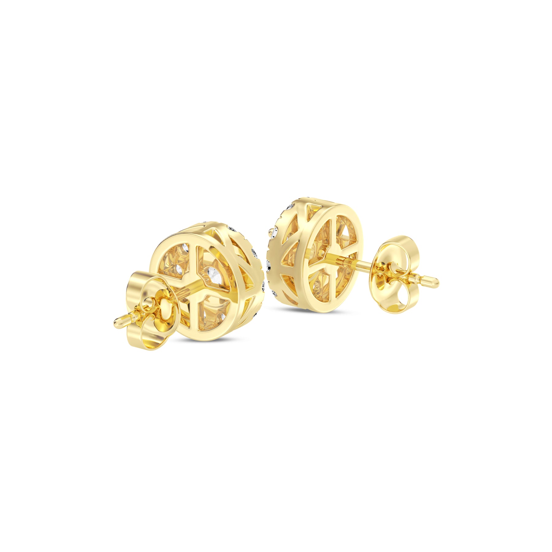 Round Halo 1.07CT Lab Diamond Stud Earrings