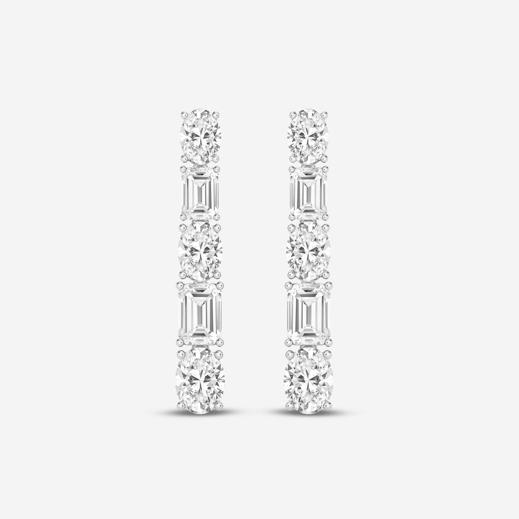 Emerald / Oval Dangling 4.73CT Lab Diamond Earrings