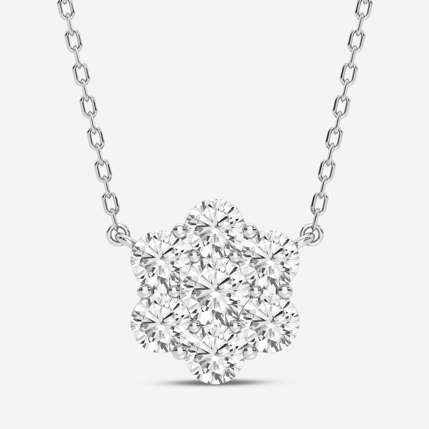 Round Flower Shape 0.22CT Lab Diamond Necklace