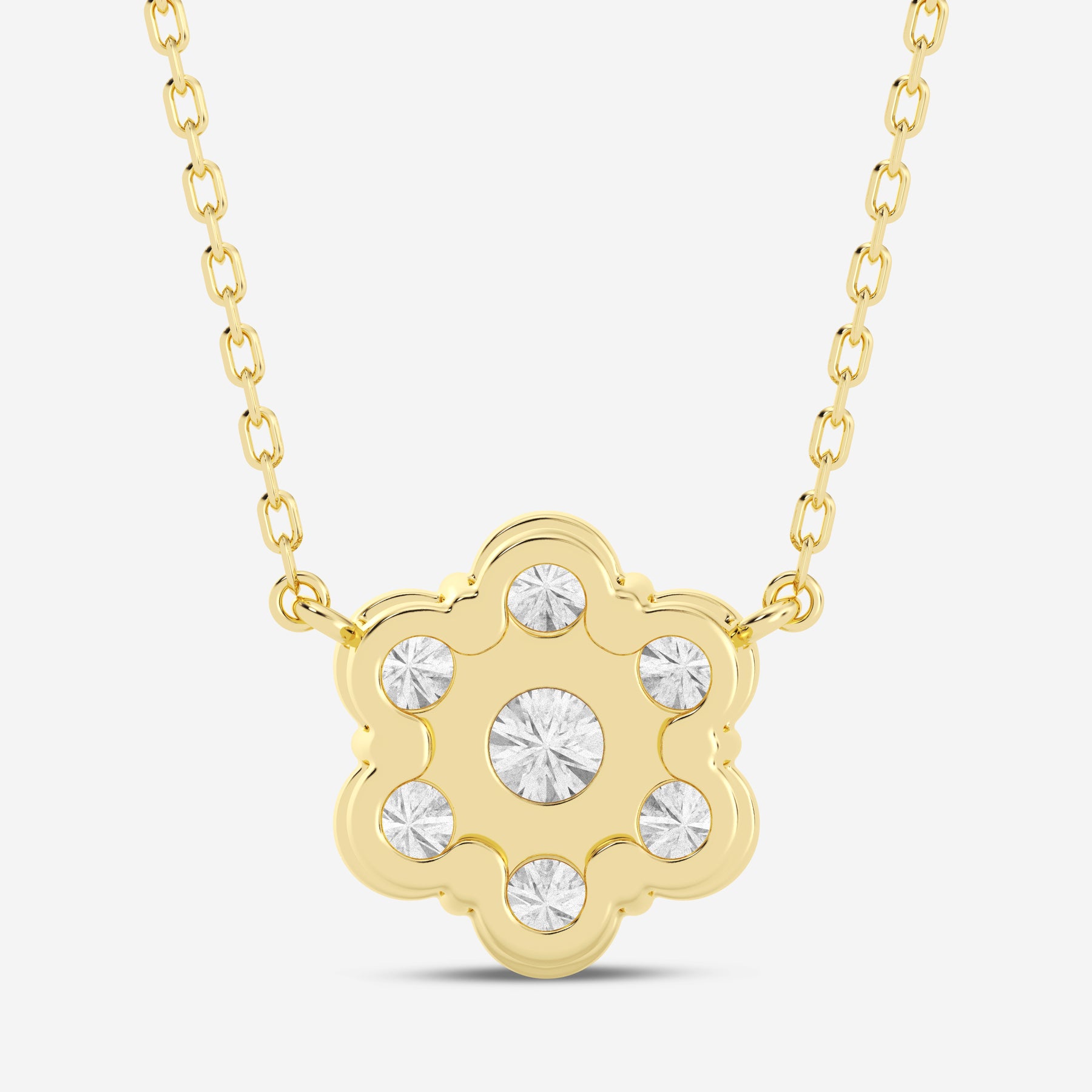 Round Flower Shape 0.22CT Lab Diamond Necklace