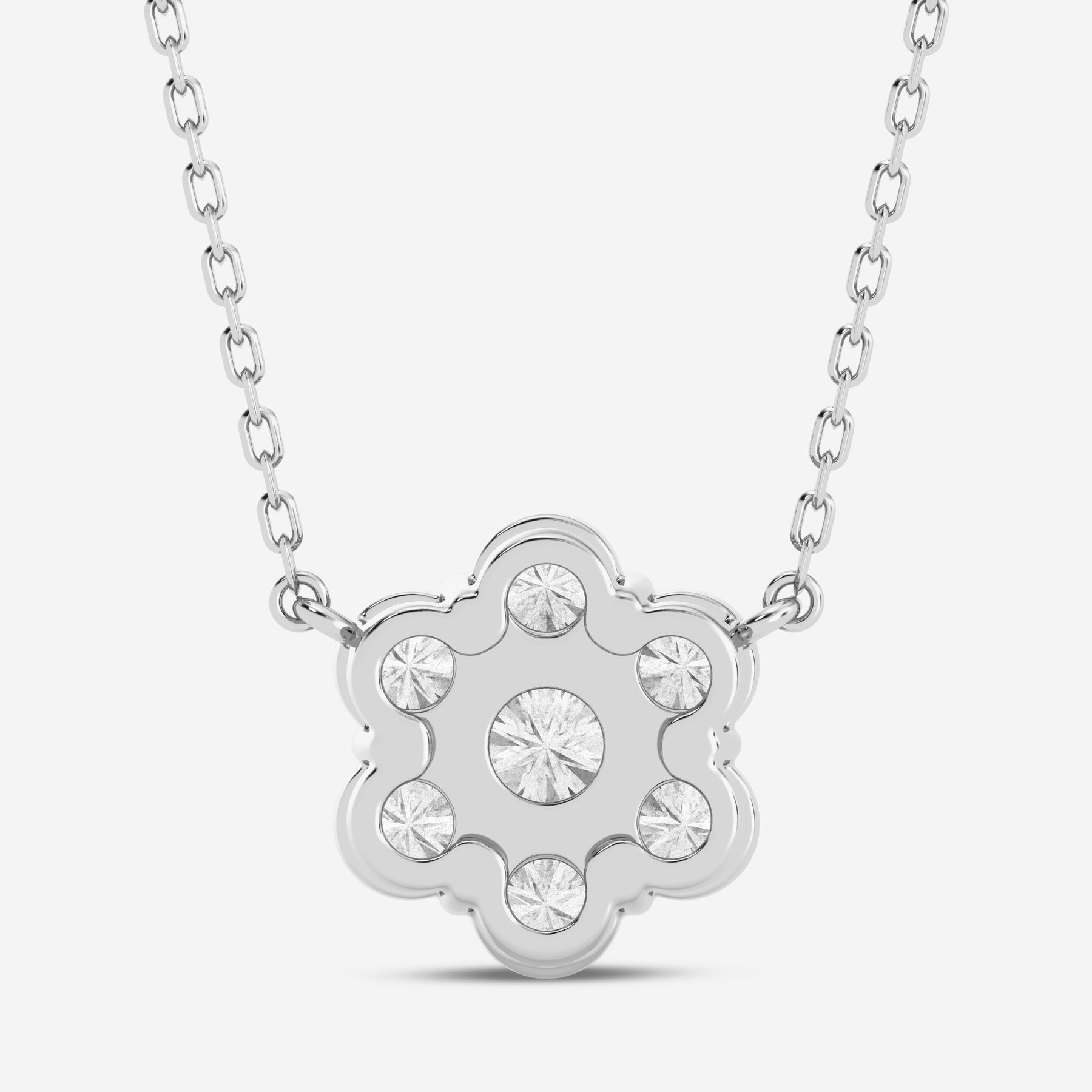 Round Flower Shape 0.22CT Lab Diamond Necklace