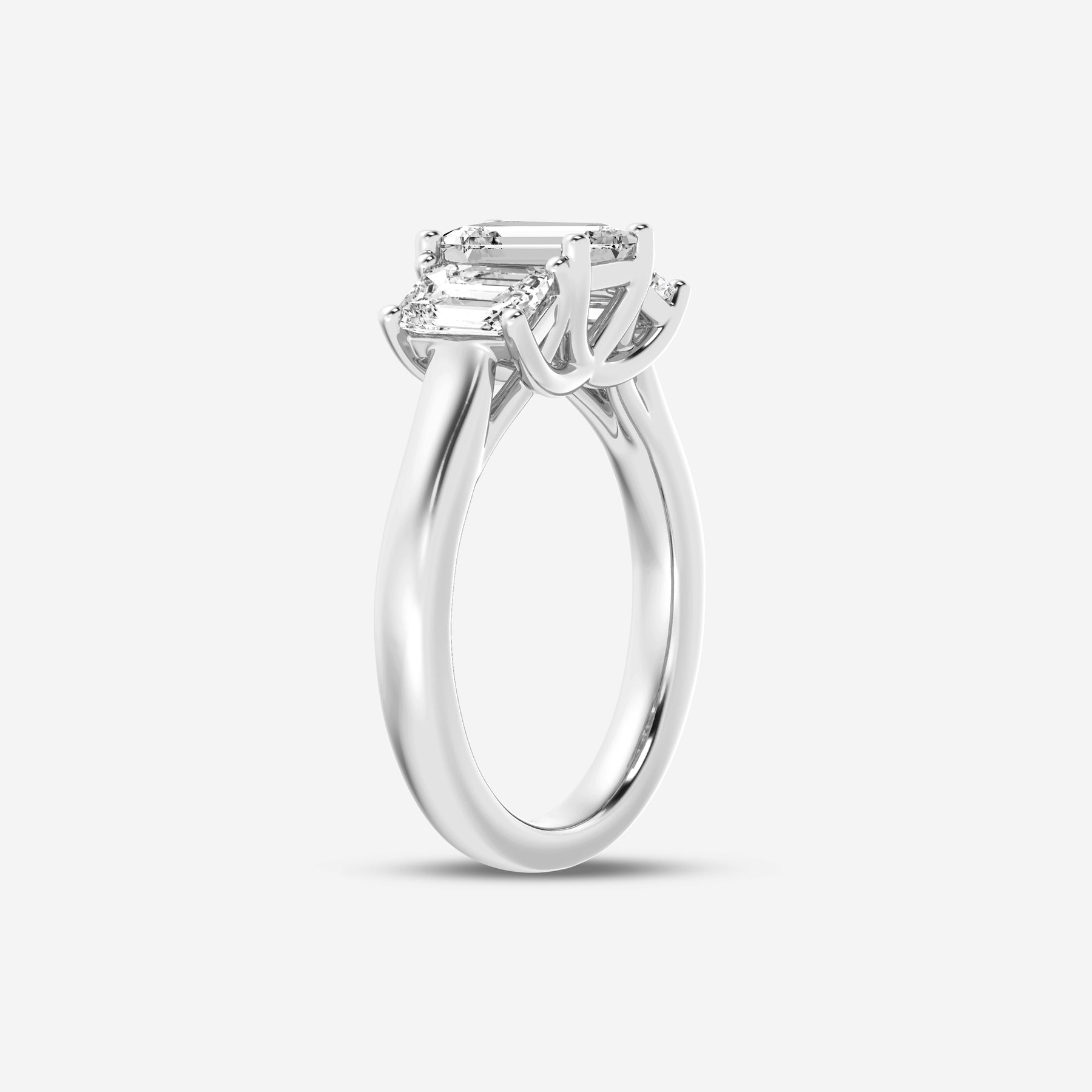 Three Stone Emerald Cut Lab Diamond Ring