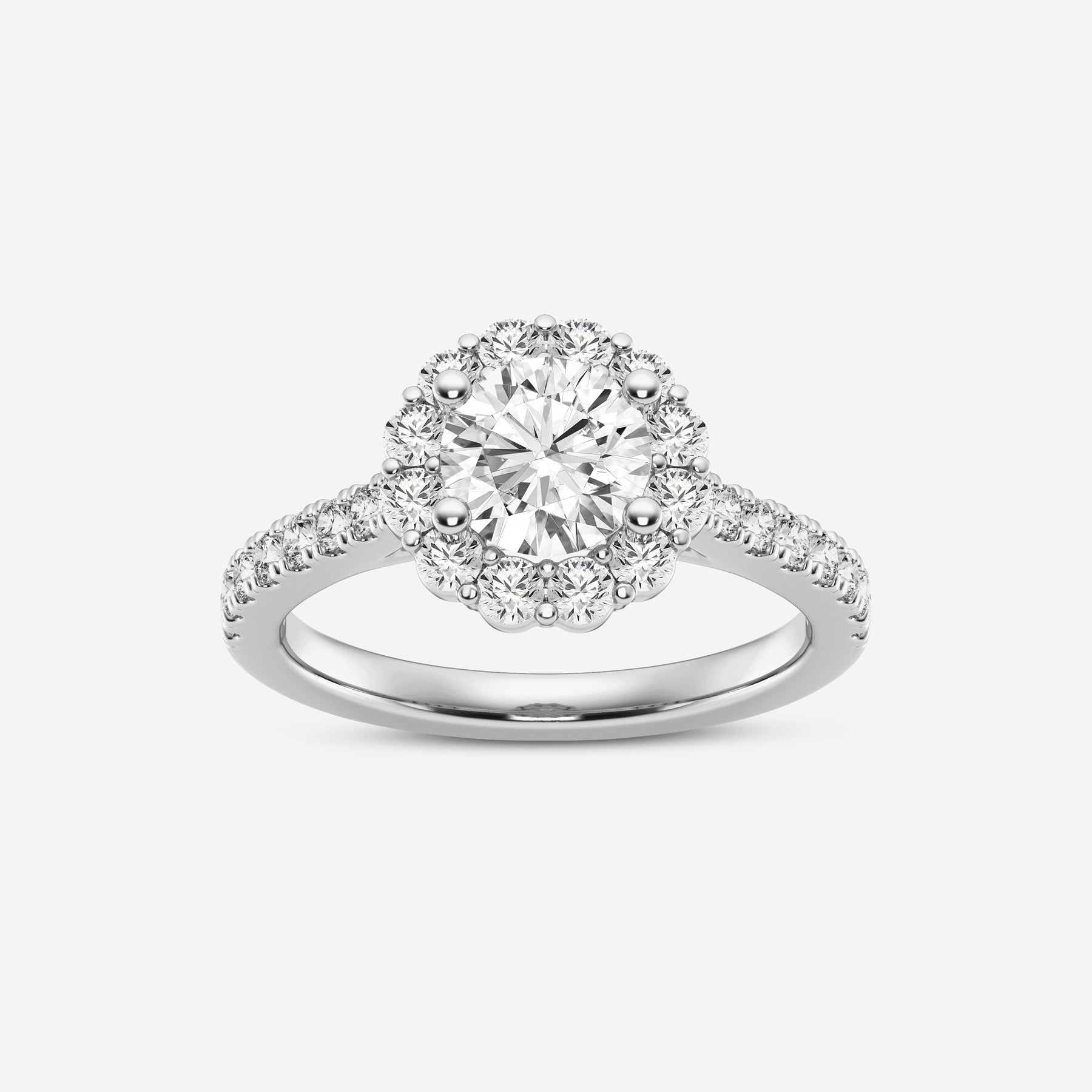 Round Halo Flower Lab Diamond Ring