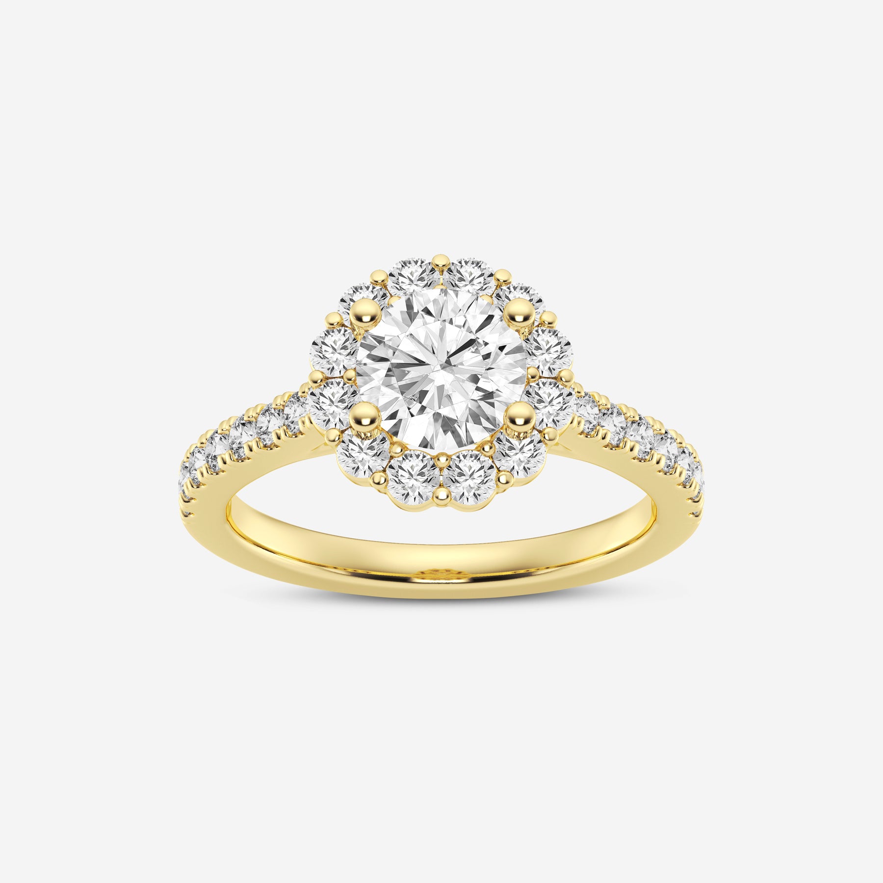 Round Halo Flower Lab Diamond Ring