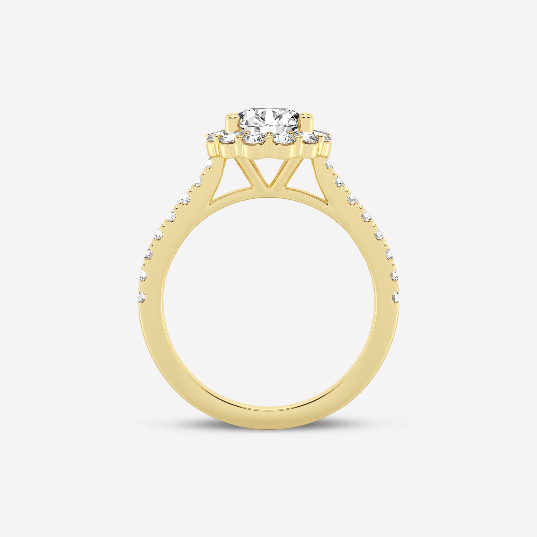 Round Halo Flower Lab Diamond Ring