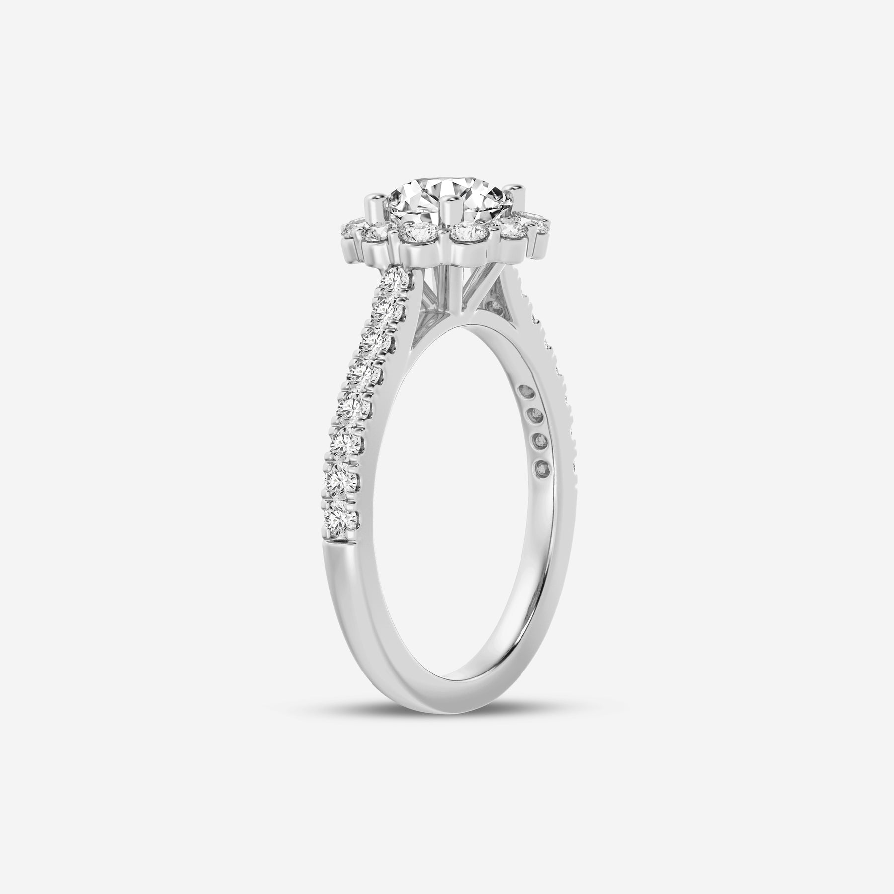 Round Halo Flower Lab Diamond Ring