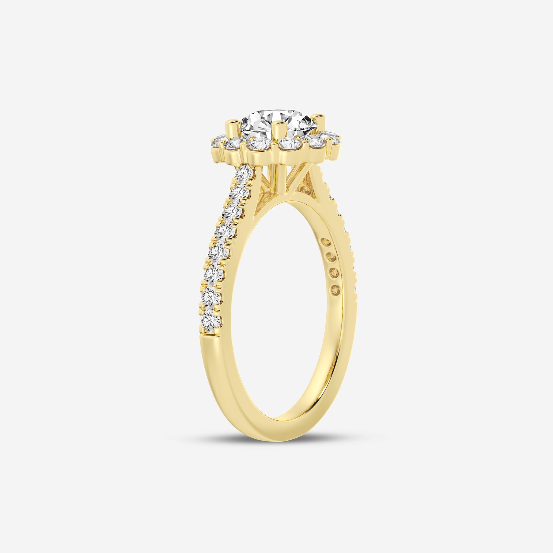 Round Halo Flower Lab Diamond Ring