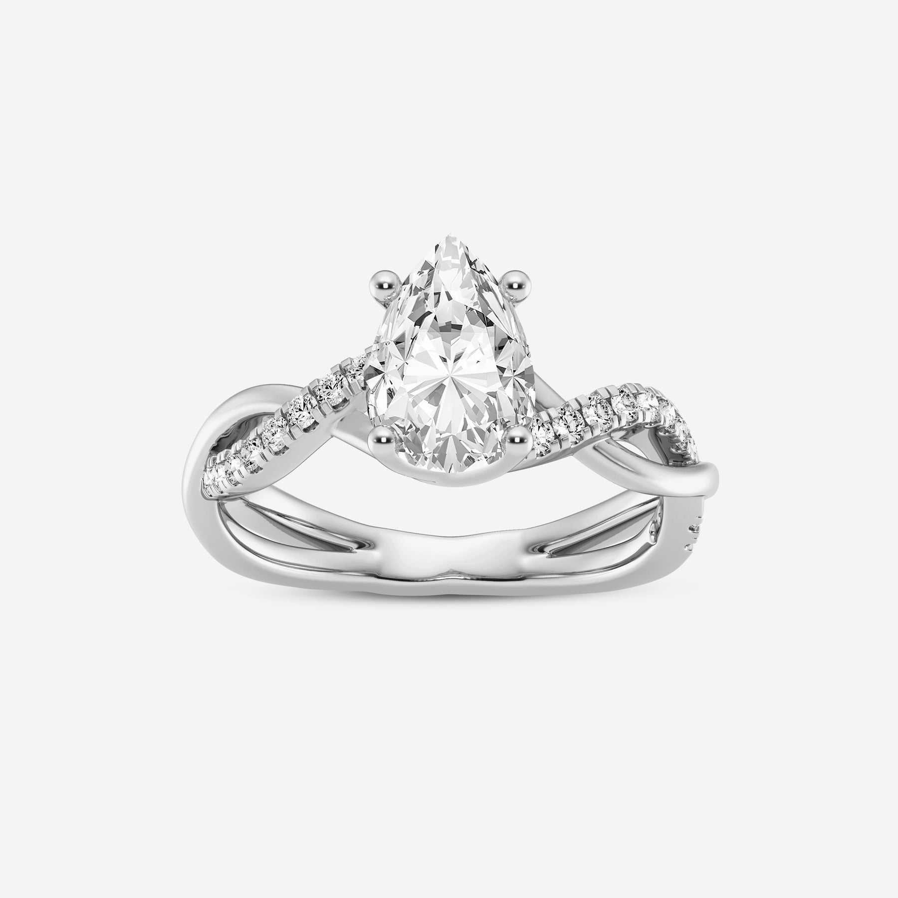 Pear Solitaire Lab Diamond Ring with Twist Band