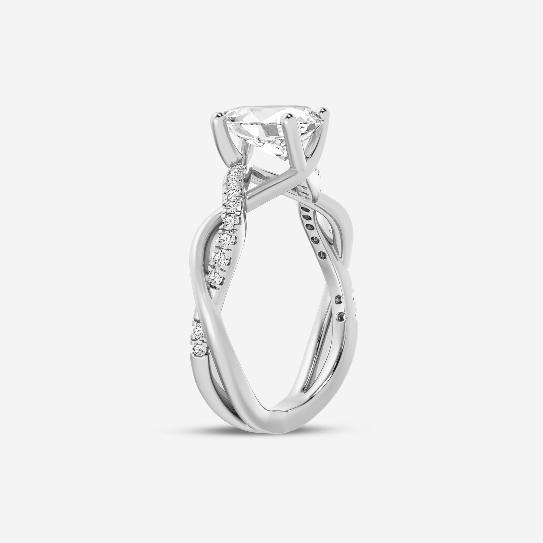 Pear Solitaire Lab Diamond Ring with Twist Band