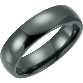 Black Titanium 6mm Domed Polished Band