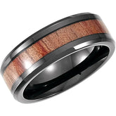 Black PVD Cobalt 8mm Casted Band With Wood Inlay