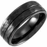 Black Titanium 8mm Grooved Flat Edge Band