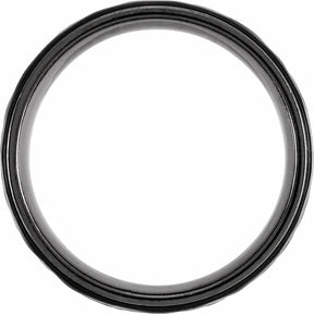 Black Titanium 8mm Grooved Flat Edge Band