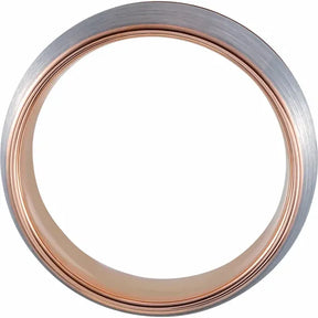 18K Rose Gold PVD Tungsten 8mm Grooved Band with Satin Finish