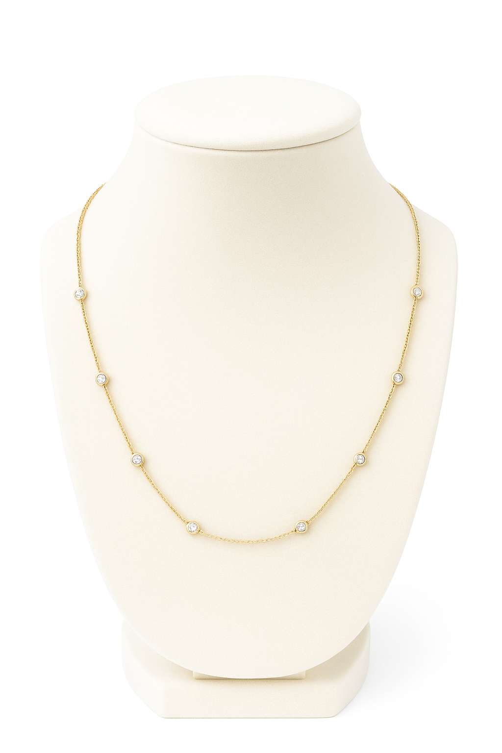 14KT YG 1.13CT ROUND LAB GROWN BEZEL DIAMOND NECKLACE