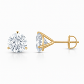 14KT YG  Round Three Prong Martini 1.10ct Lab Grown Diamond Studs
