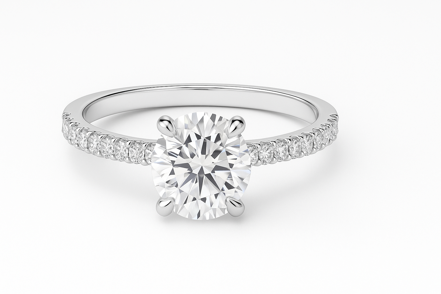 14KT White Gold Round Lab Diamond Ring