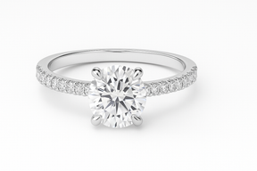 14KT White Gold Round Lab Diamond Ring