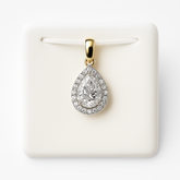 14kt Yellow Gold 0.60ct Pear shape halo Pendant