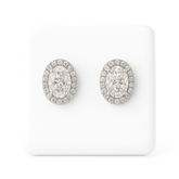 14KT 1.15CT Lab Diamond YG Oval Halo Stud Earrings