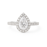 14Kt YG Pear Shape Halo Lab Diamond Ring 1.29CT VS F Color