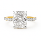 14KT YG 1.53CT CENTER RADIANT CUT LAB GROWN DIAMOND RING