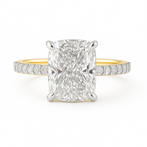 14KT YG 1.53CT CENTER RADIANT CUT LAB GROWN DIAMOND RING