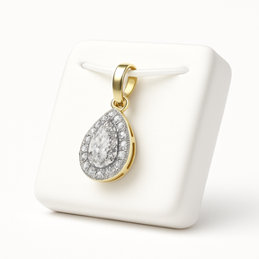 14kt Yellow Gold 0.60ct Pear shape halo Pendant