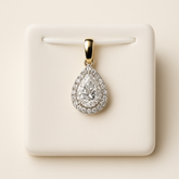 14kt Yellow Gold 0.60ct Pear shape halo Pendant