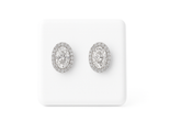 14KT 1.15CT Lab Diamond YG Oval Halo Stud Earrings