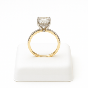 14KT YG 1.53CT CENTER RADIANT CUT LAB GROWN DIAMOND RING