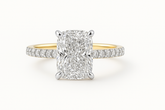 14KT YG 1.53CT CENTER RADIANT CUT LAB GROWN DIAMOND RING