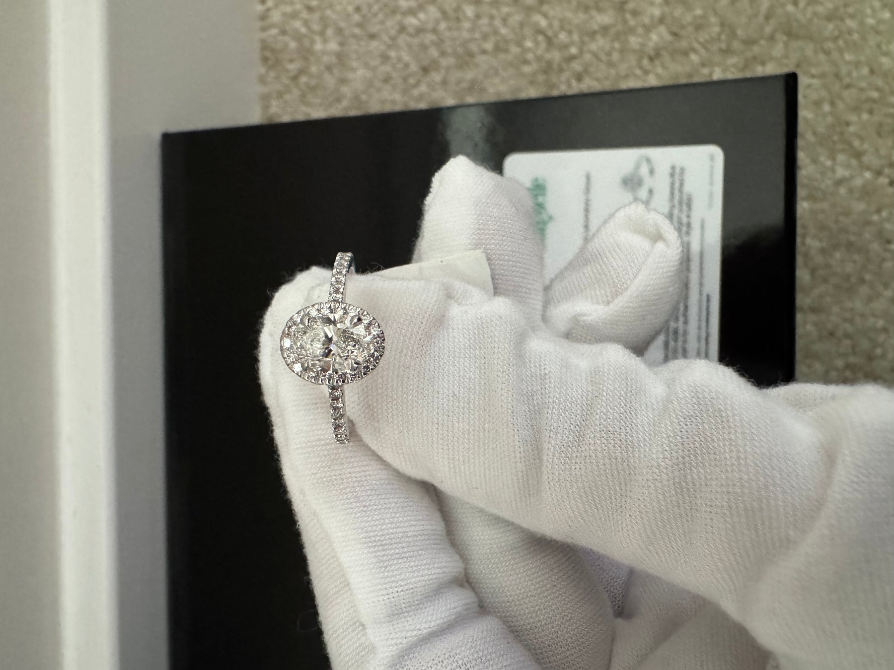 14KT White Gold Oval Halo 1.03ct Lab Diamond Ring