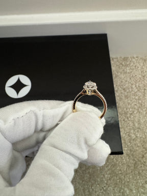 14Kt YG Pear Shape Halo Lab Diamond Ring 1.29CT VS F Color