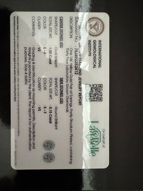 14KT 1.15CT Lab Diamond YG Oval Halo Stud Earrings