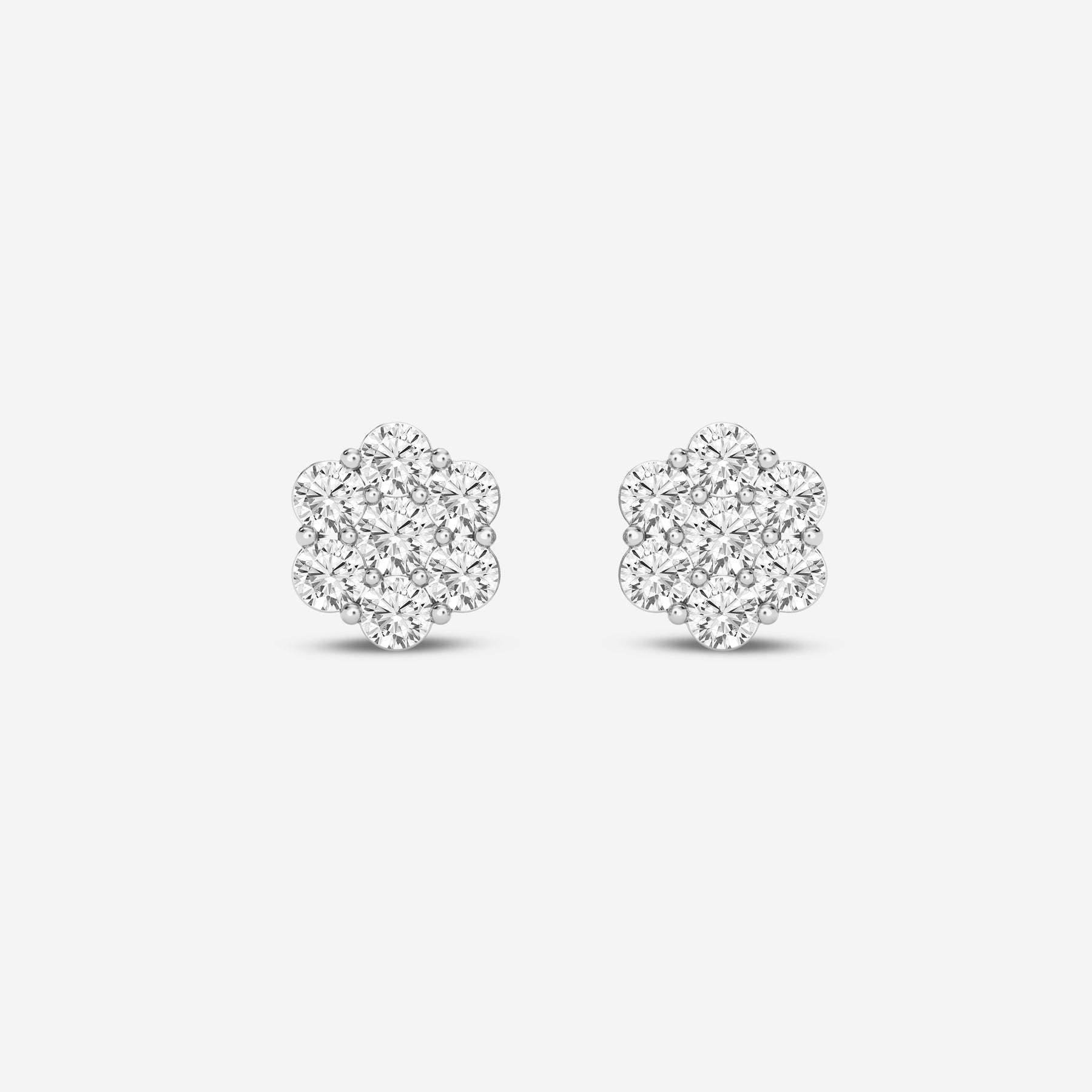 Round Flower Shape 0.23CT Lab Diamond Stud Earrings