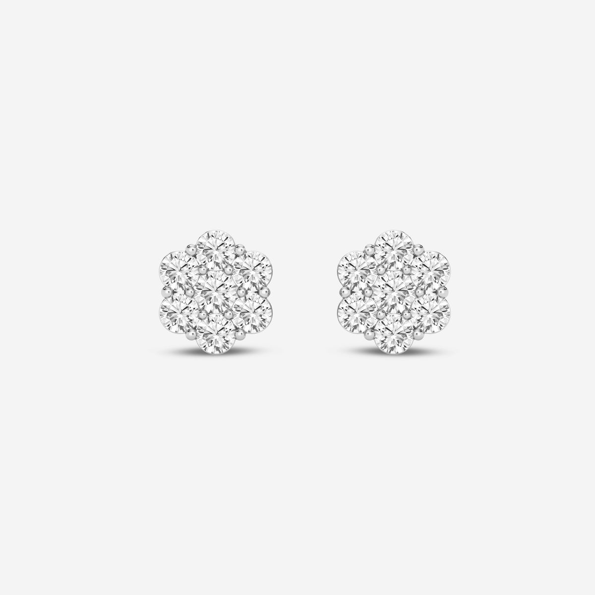 Round Flower Shape 0.45CT Lab Diamond Stud Earrings