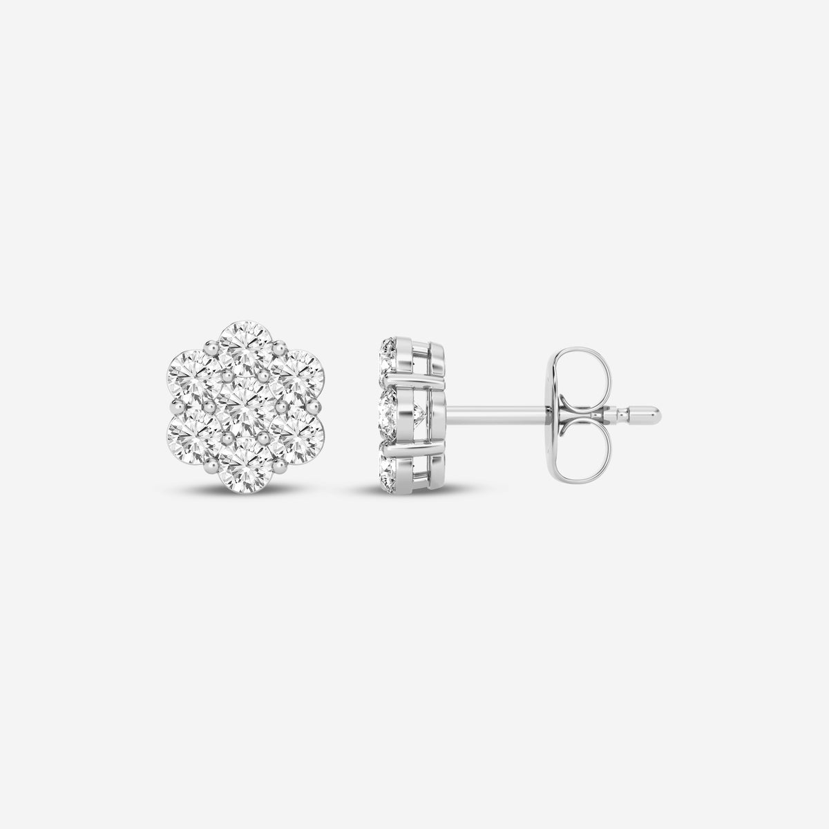 Round Flower Shape 0.45CT Lab Diamond Stud Earrings